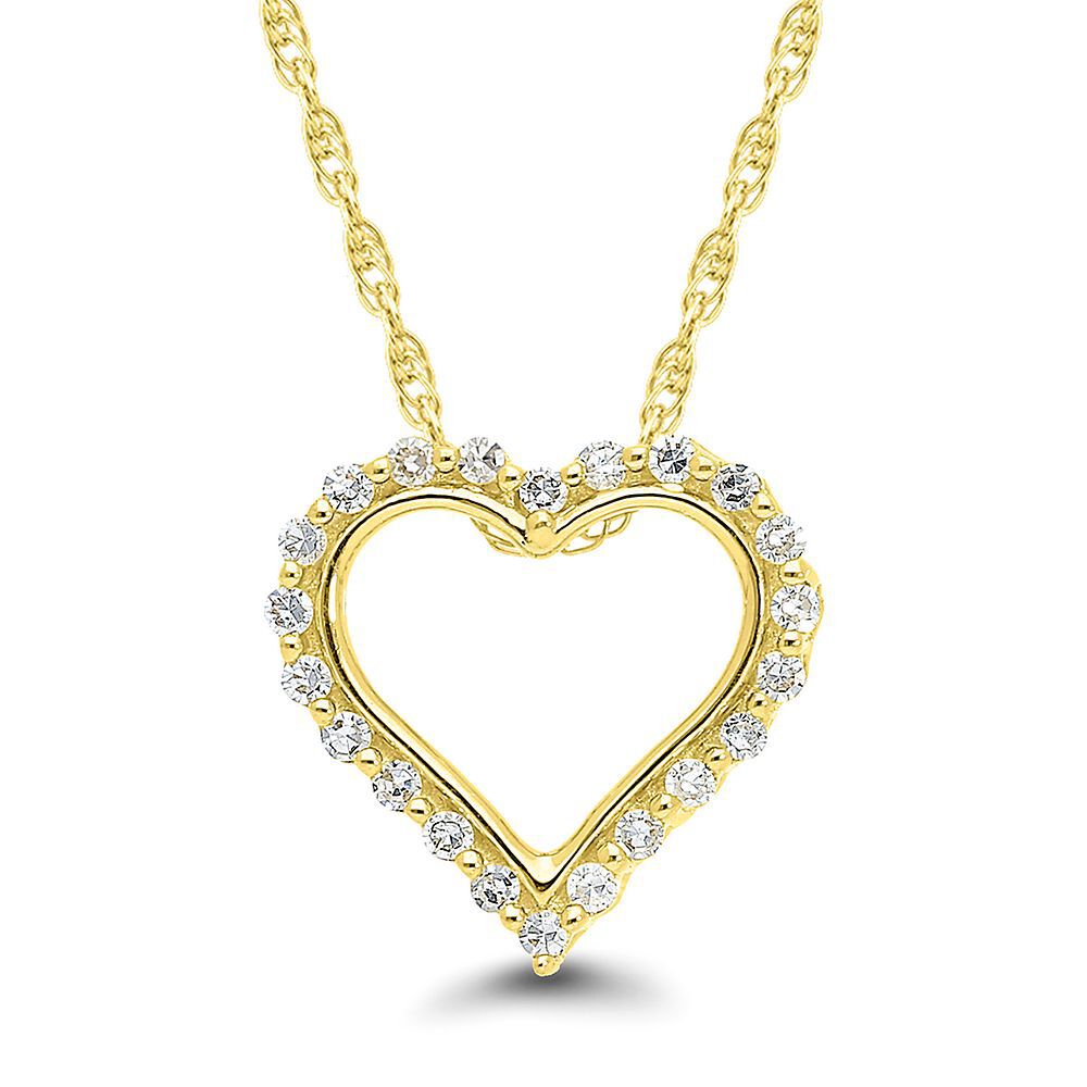 1/10 ct. tw. Diamond Heart Pendant in 10K Yellow Gold