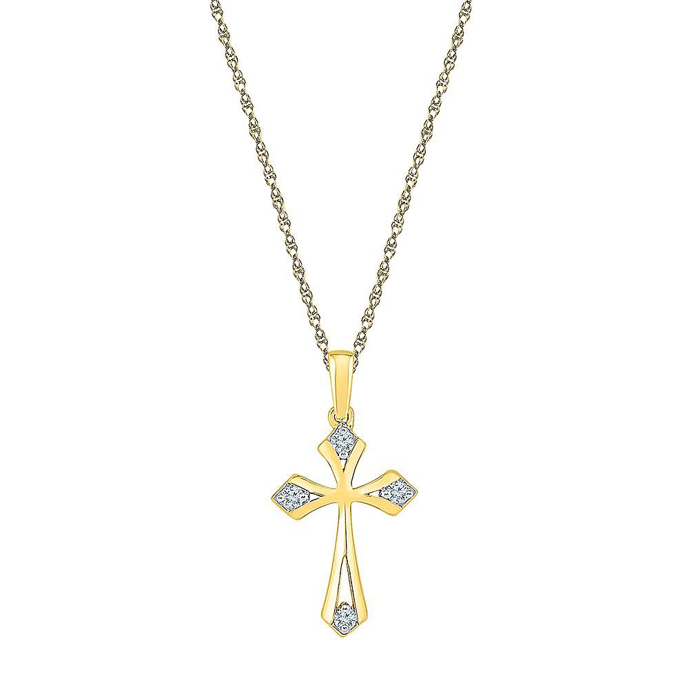 1/10 ct. tw. Diamond Cross Pendant in 10K Yellow Gold