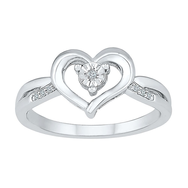 Diamond Heart Ring in Sterling Silver