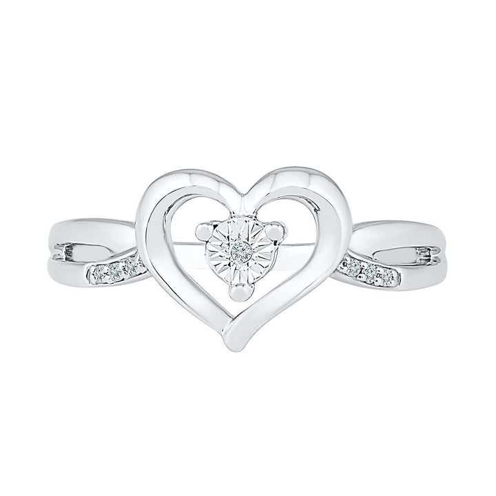 Diamond Heart Ring in Sterling Silver