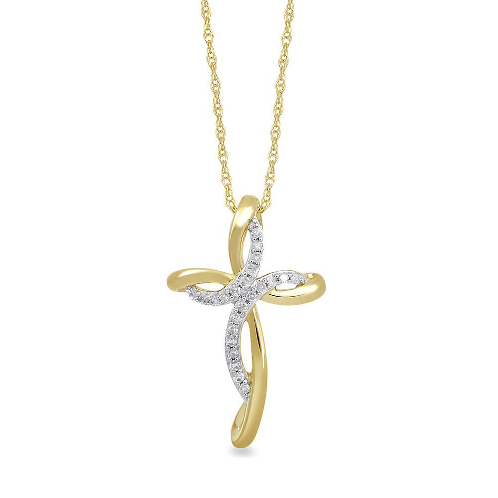 1/10 ct. tw. Diamond Cross Pendant in 10K Yellow Gold