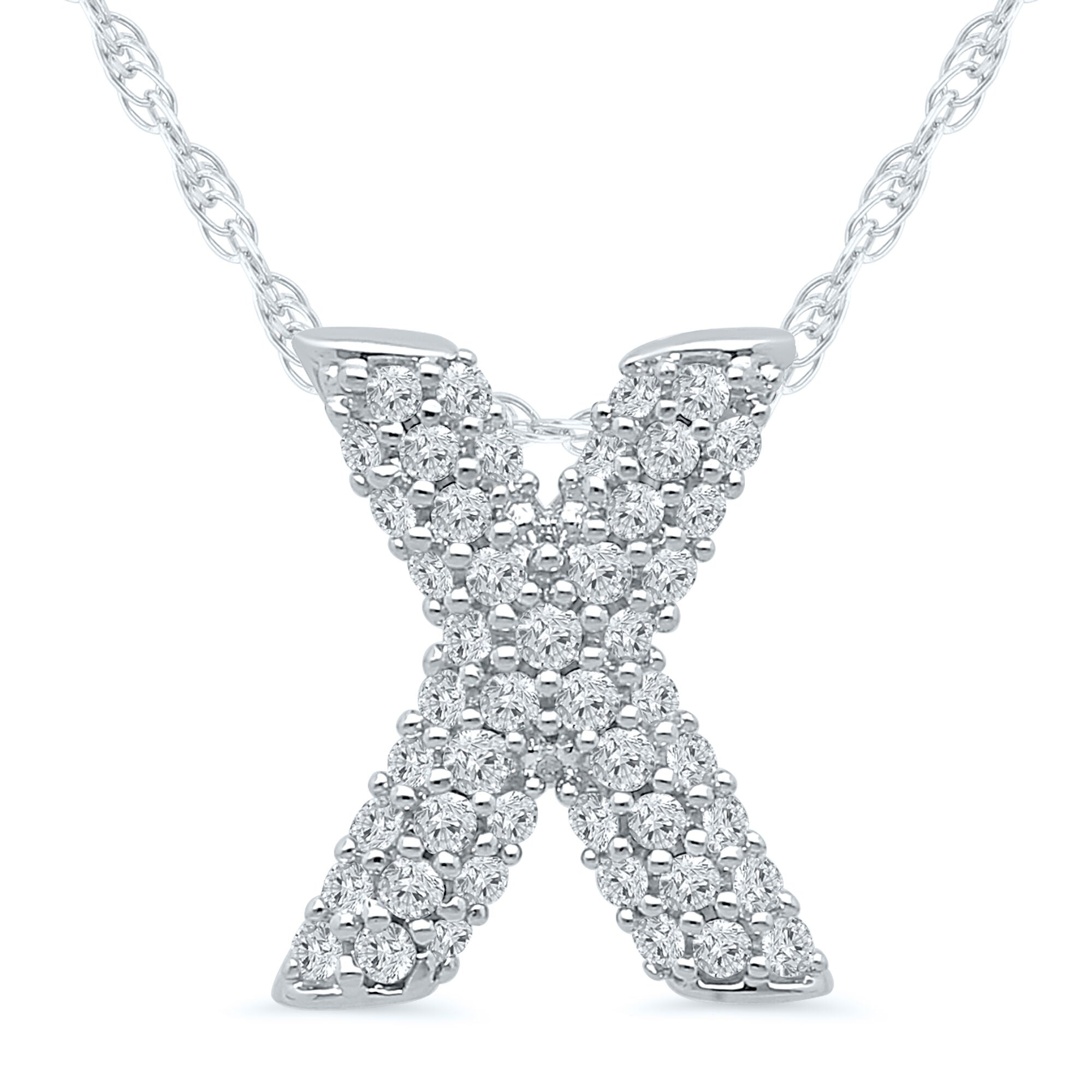 1/7 ct. tw. Diamond X Initial Pendant in 10K White Gold