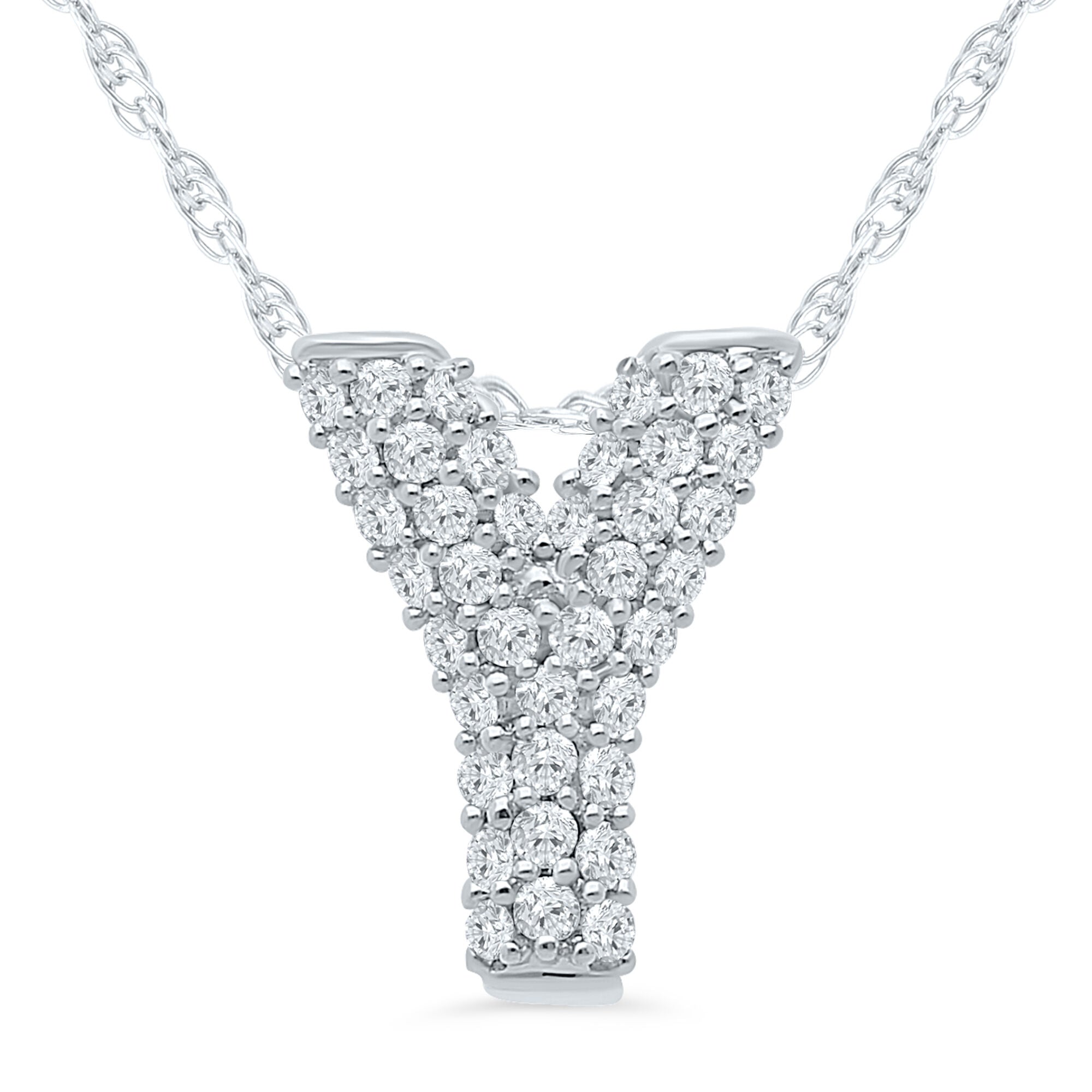 1/7 ct. tw. Diamond Y Initial Pendant in 10K White Gold