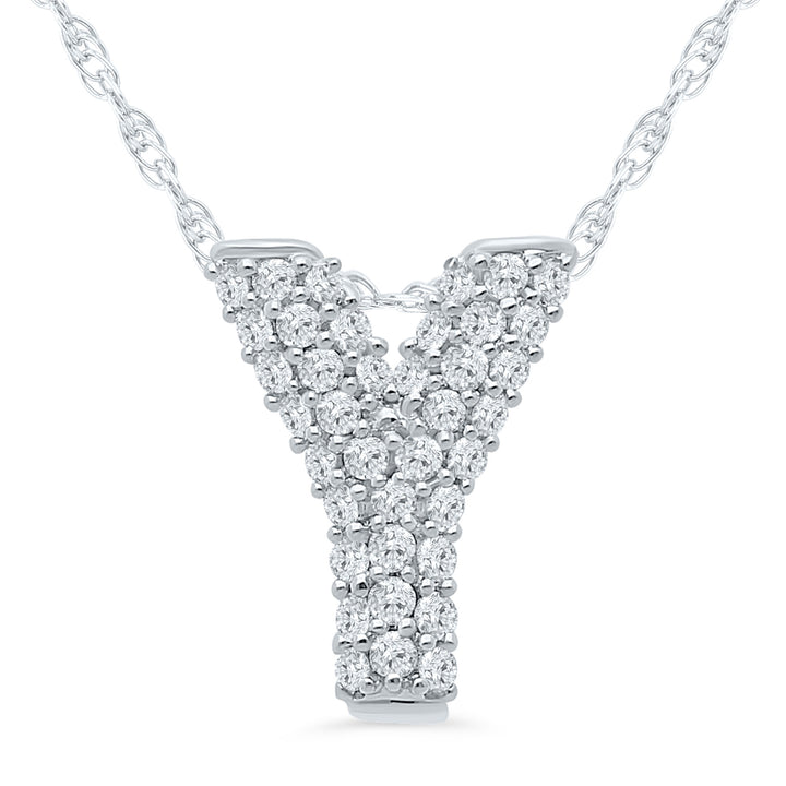 1/7 ct. tw. Diamond Y Initial Pendant in 10K White Gold