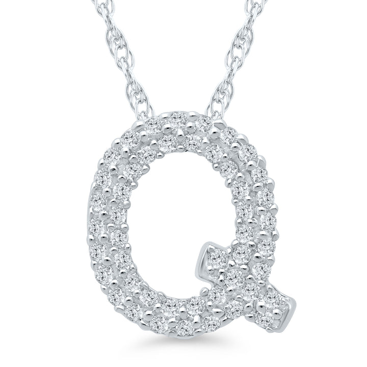 1/7 ct. tw. Diamond Q Initial Pendant in 10K White Gold