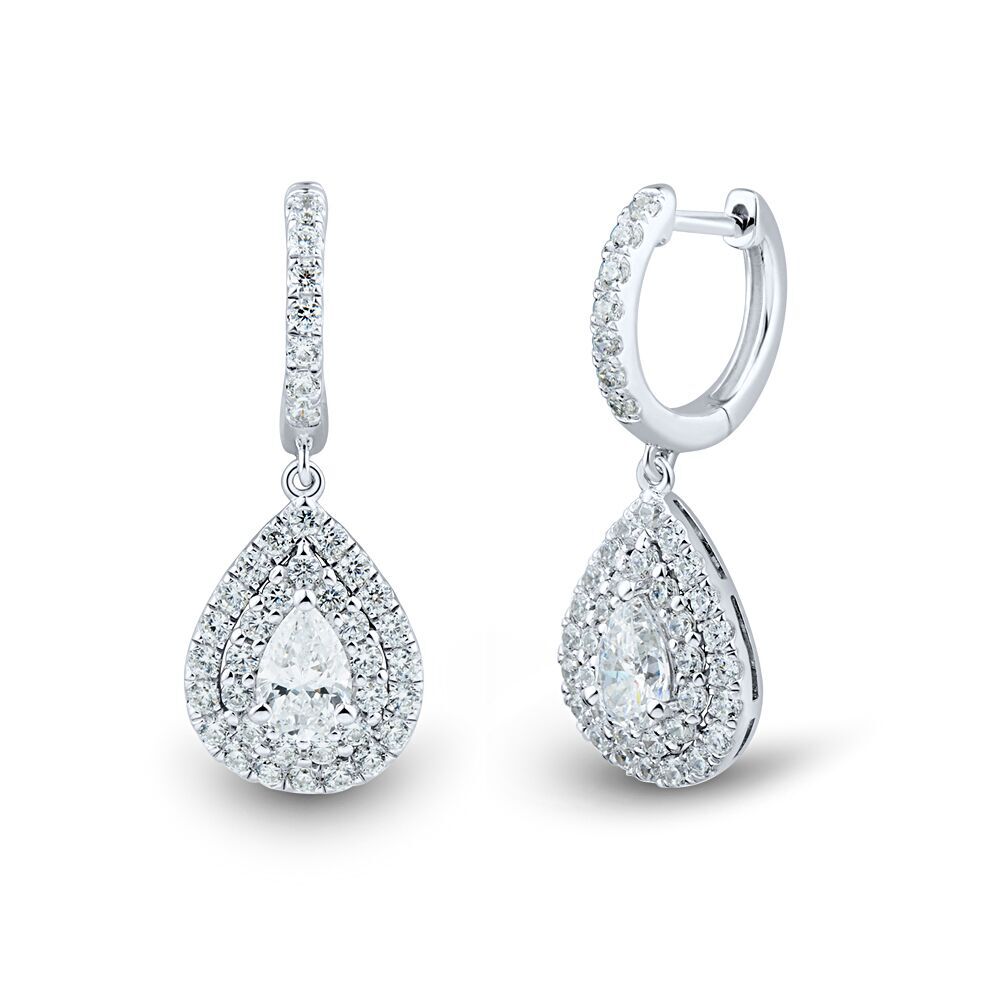 1 1/2 ct. tw. Lab Grown Diamond Drop Earrings in 14K White Gold