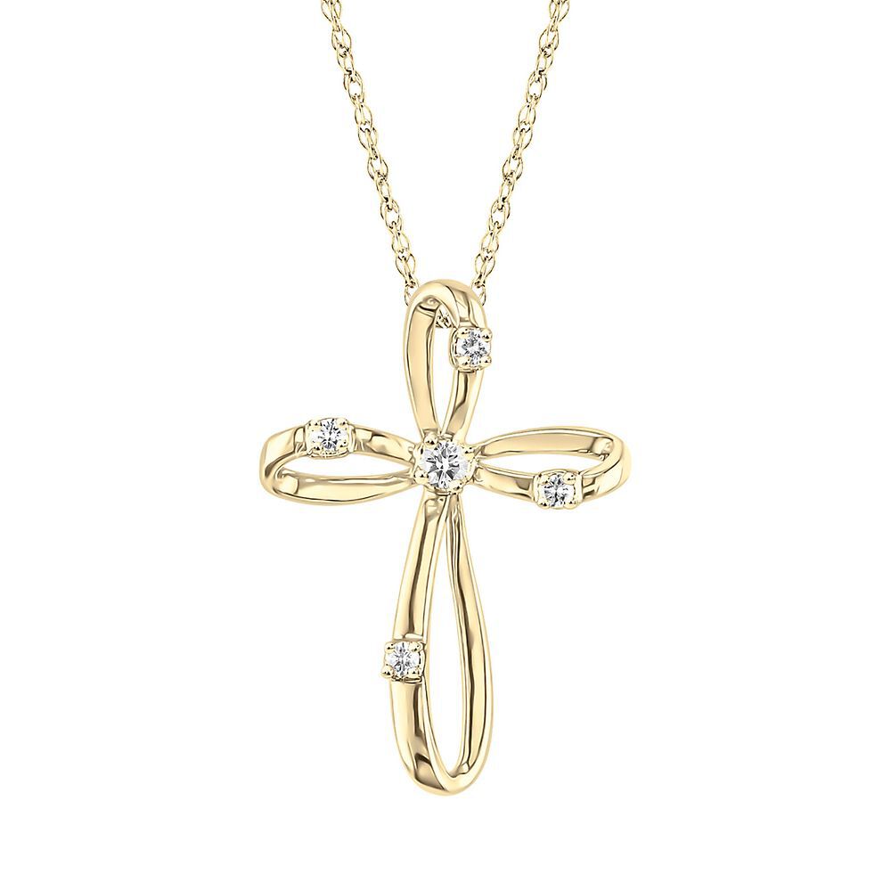 1/10 ct. tw. Diamond Cross Pendant in 10K Yellow Gold