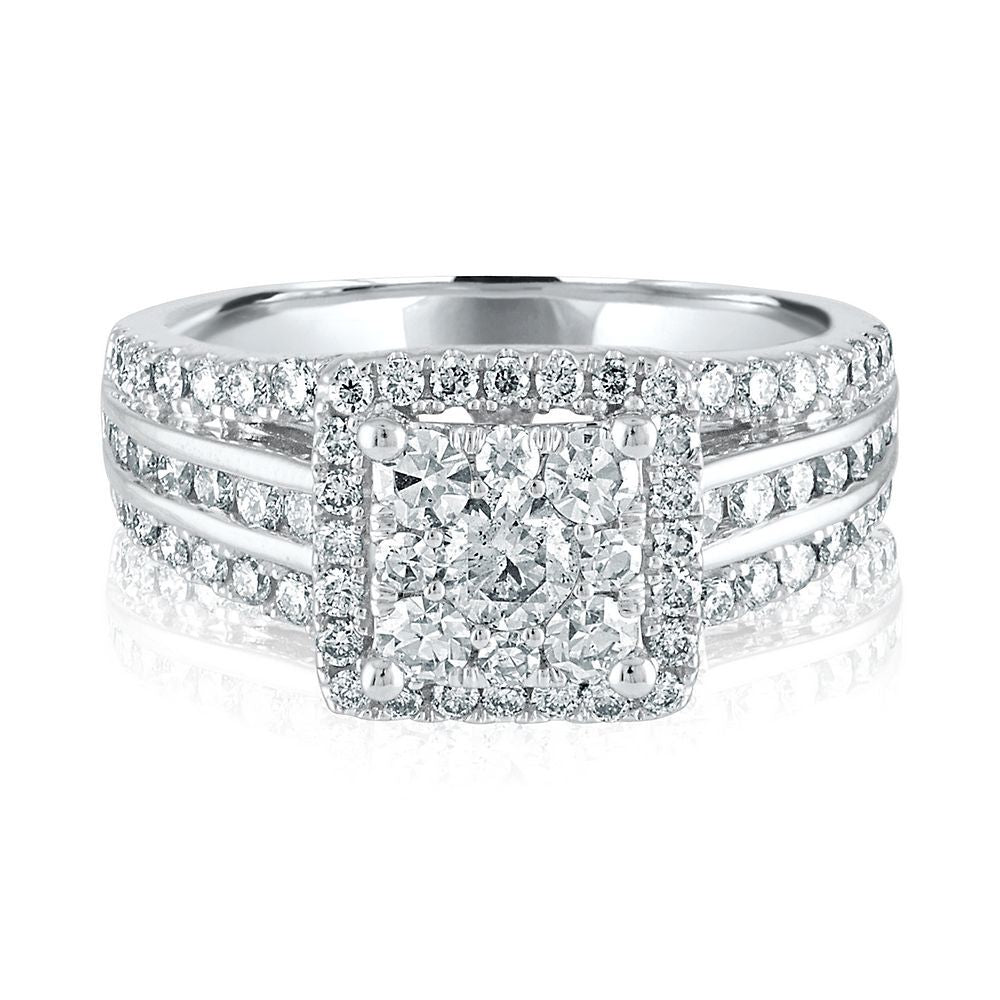 1 1/2 ct. tw. Multi-Diamond Engagement Ring in 14K White Gold