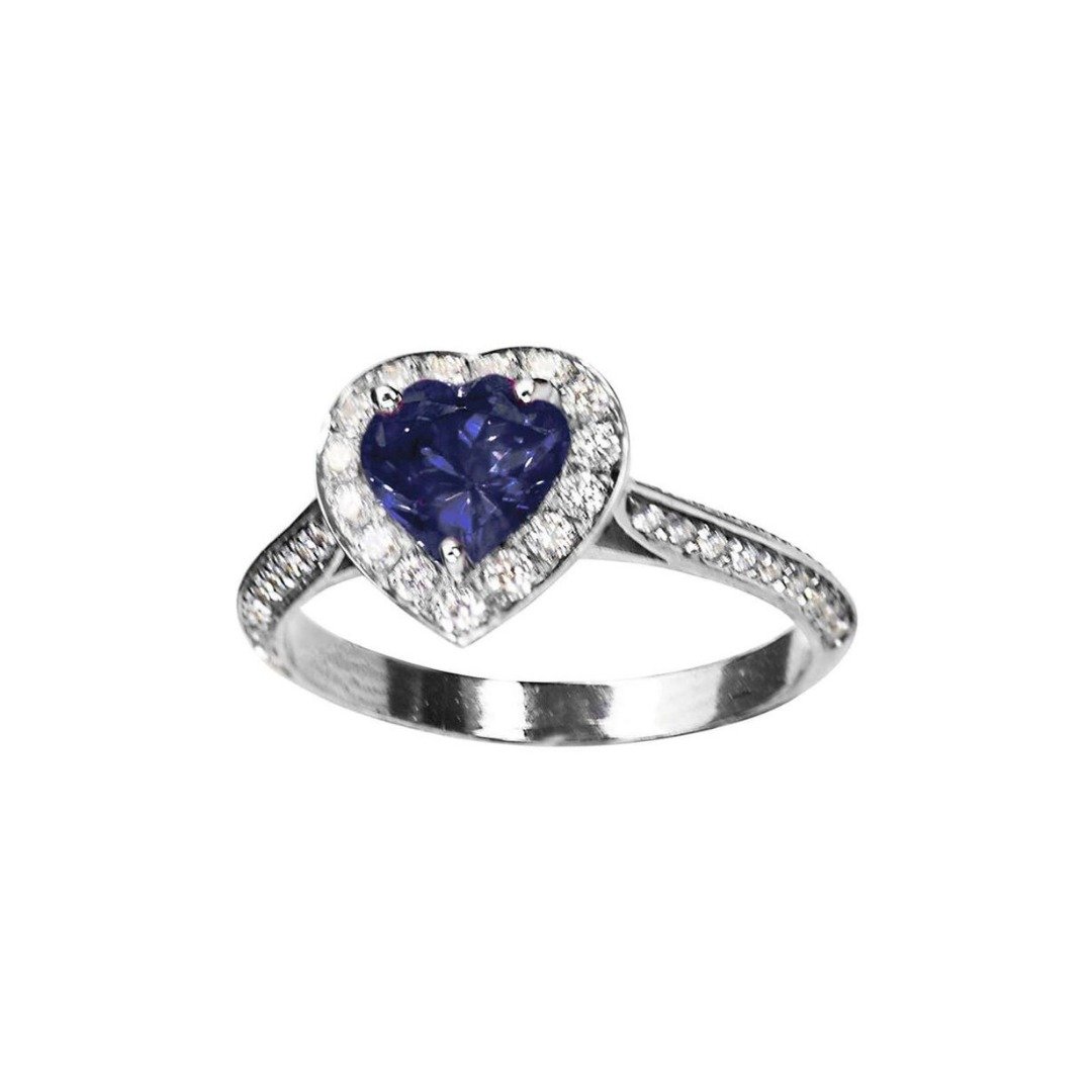 Tanzanite and Diamond Heart Ring