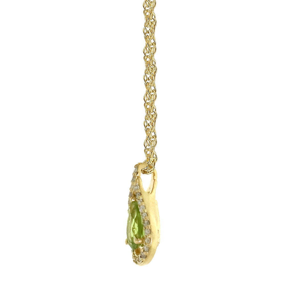 Peridot & 1/8 ct. tw. Diamond Pendant in 10K Yellow Gold