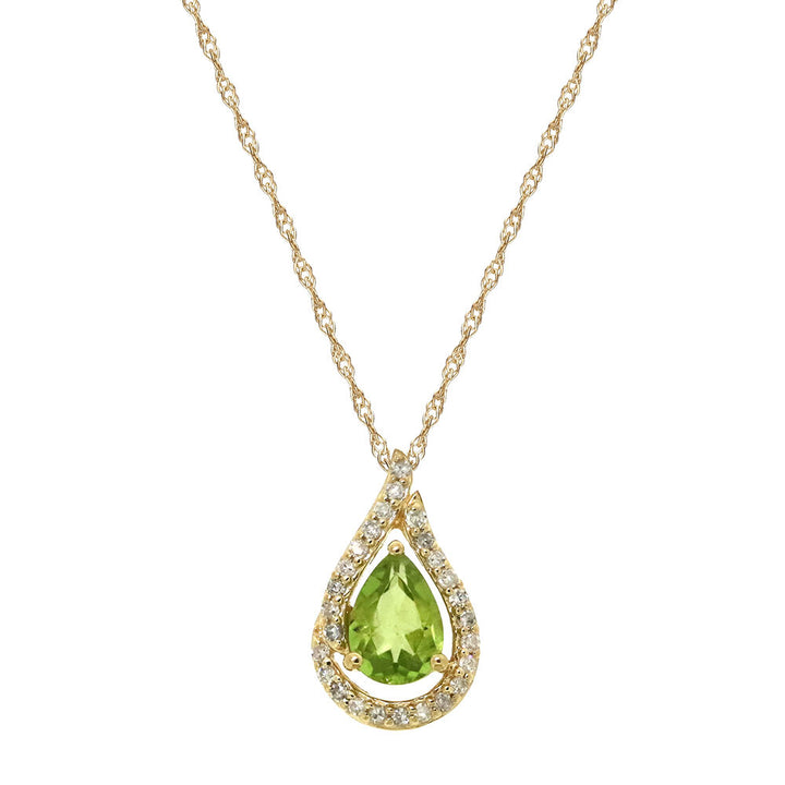 Peridot & 1/8 ct. tw. Diamond Pendant in 10K Yellow Gold