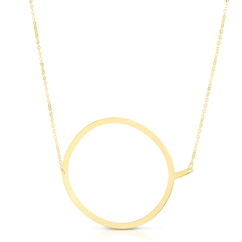 "Q" Initial Necklace In 14K Yellow Gold