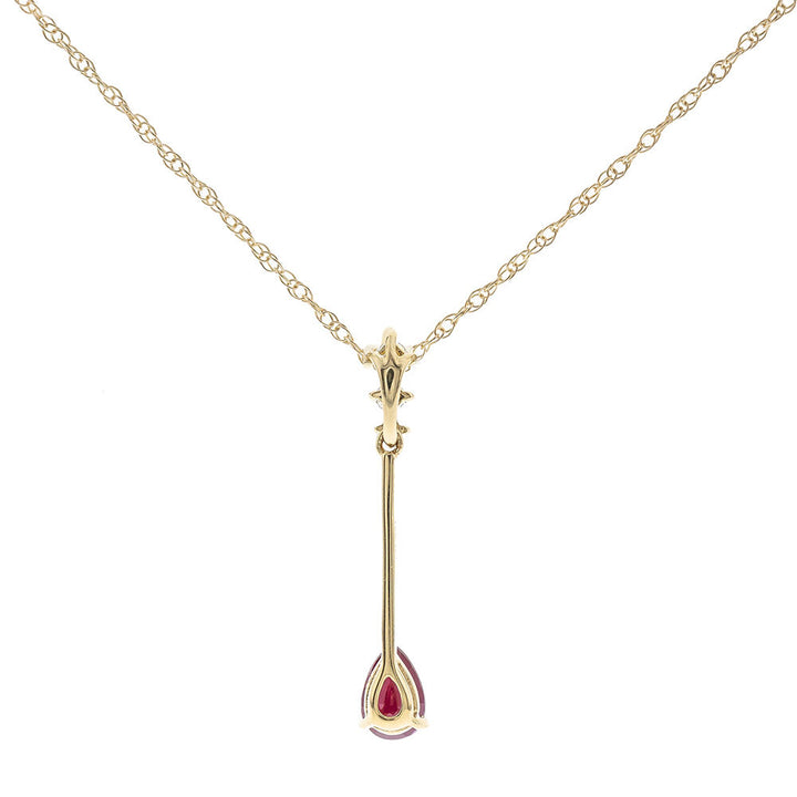 Ruby Drop Necklace with Diamond Accent in 10K Yellow Gold