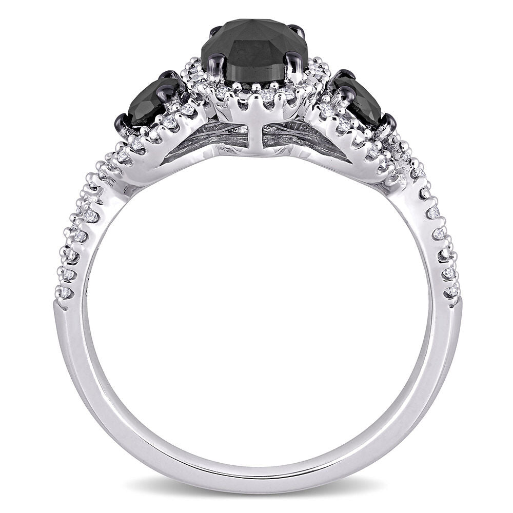 1 1/3 ct. tw. Black & White Diamond Ring in 14K White Gold