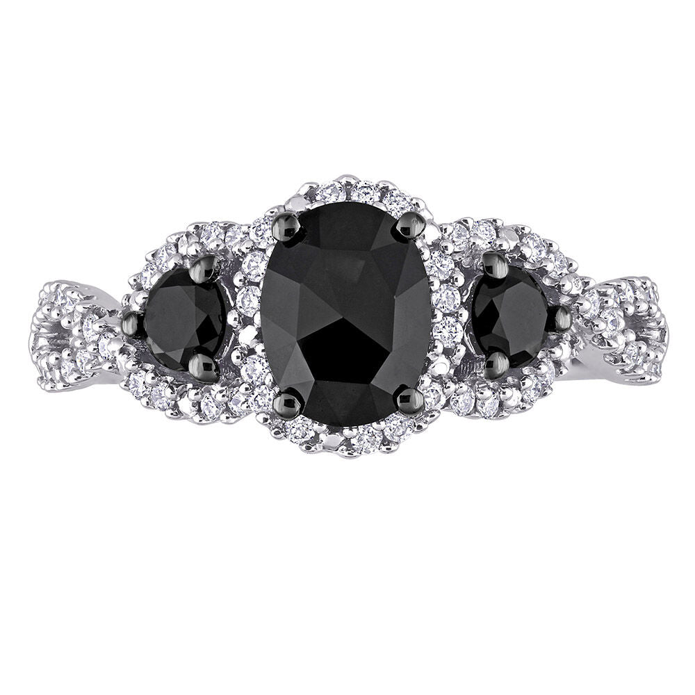 1 1/3 ct. tw. Black & White Diamond Ring in 14K White Gold