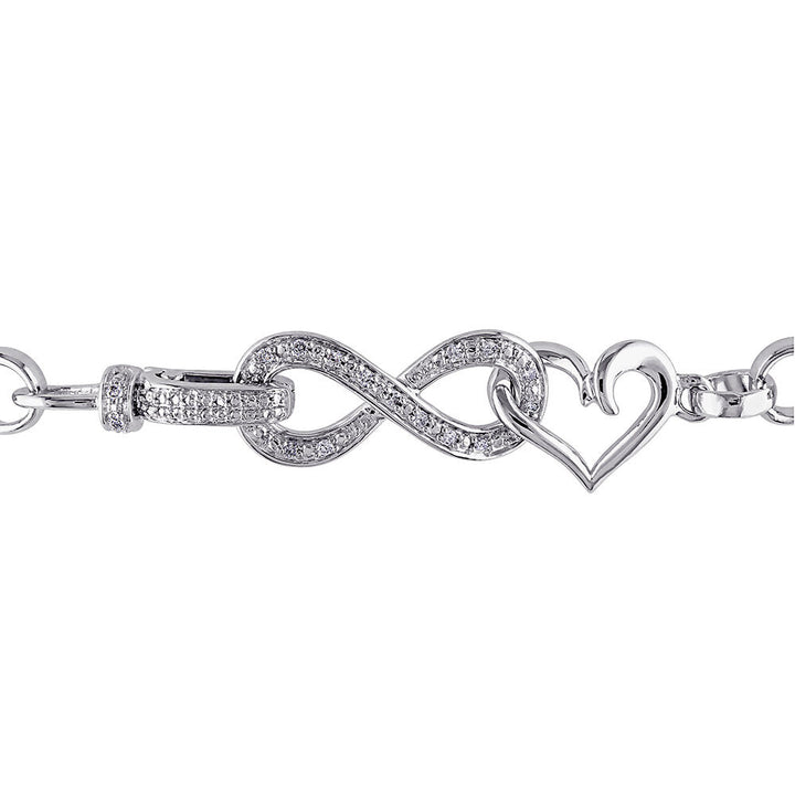 1/10 ct. tw. Diamond Infinity Heart Bracelet in Sterling Silver