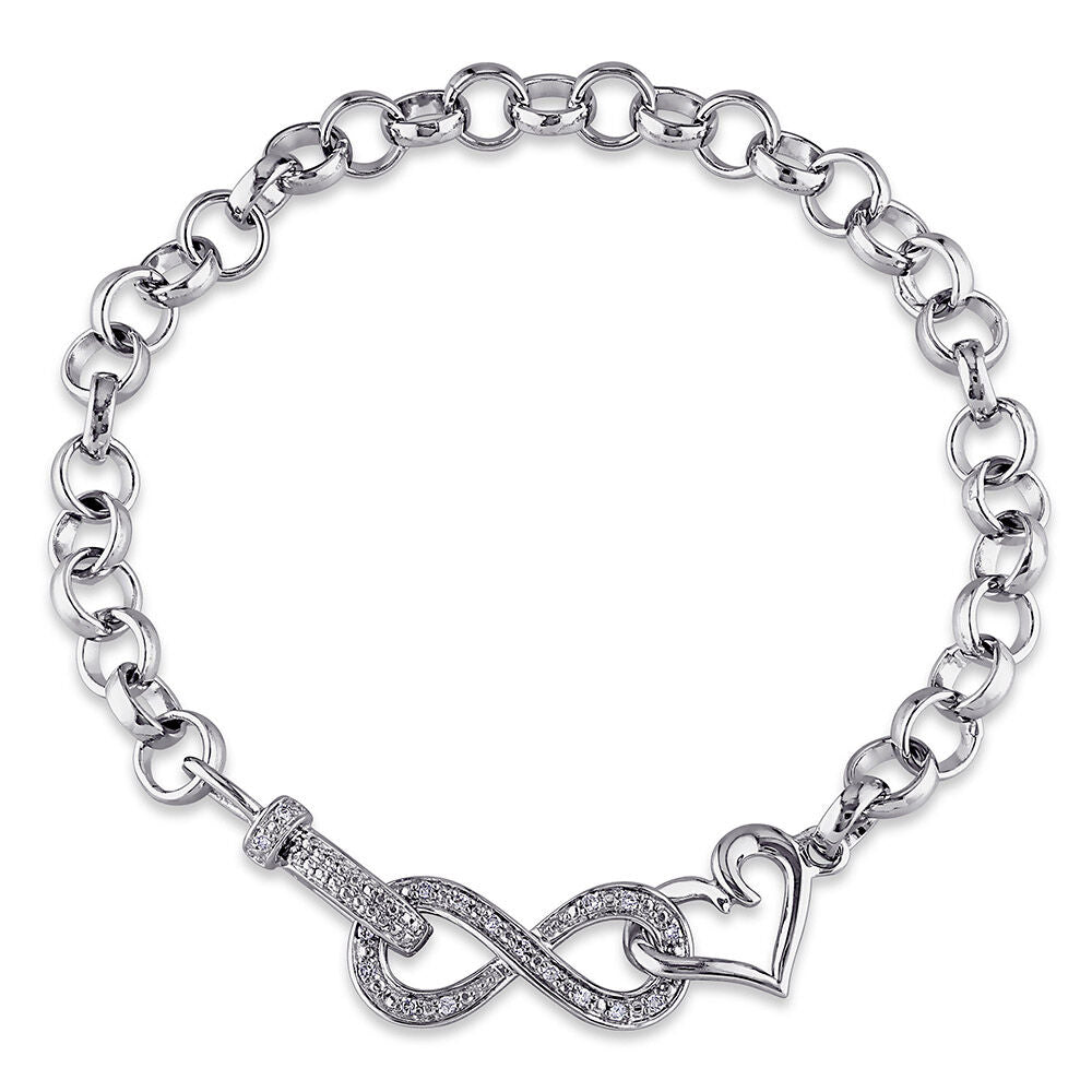 1/10 ct. tw. Diamond Infinity Heart Bracelet in Sterling Silver