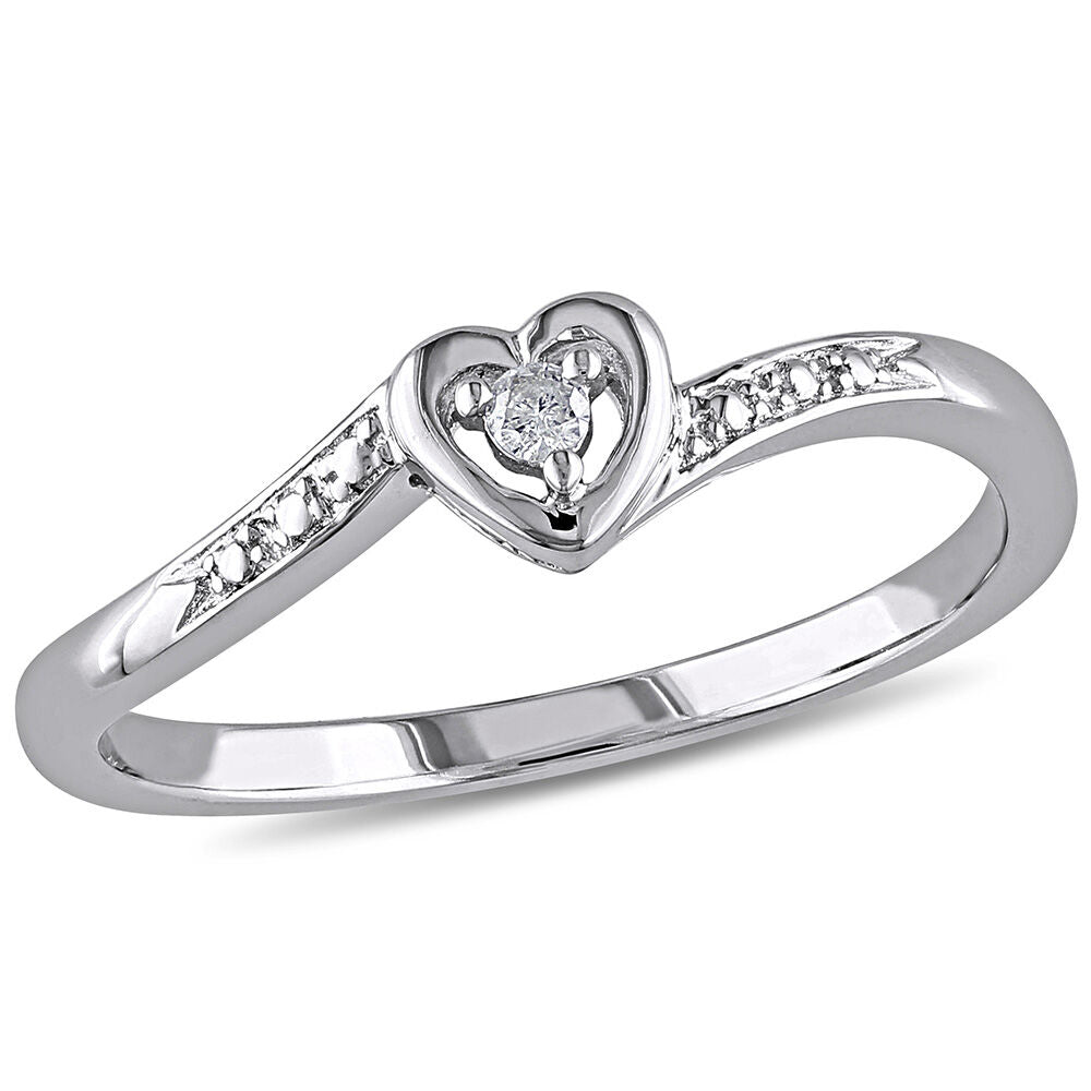 Diamond Heart Ring in Sterling Silver