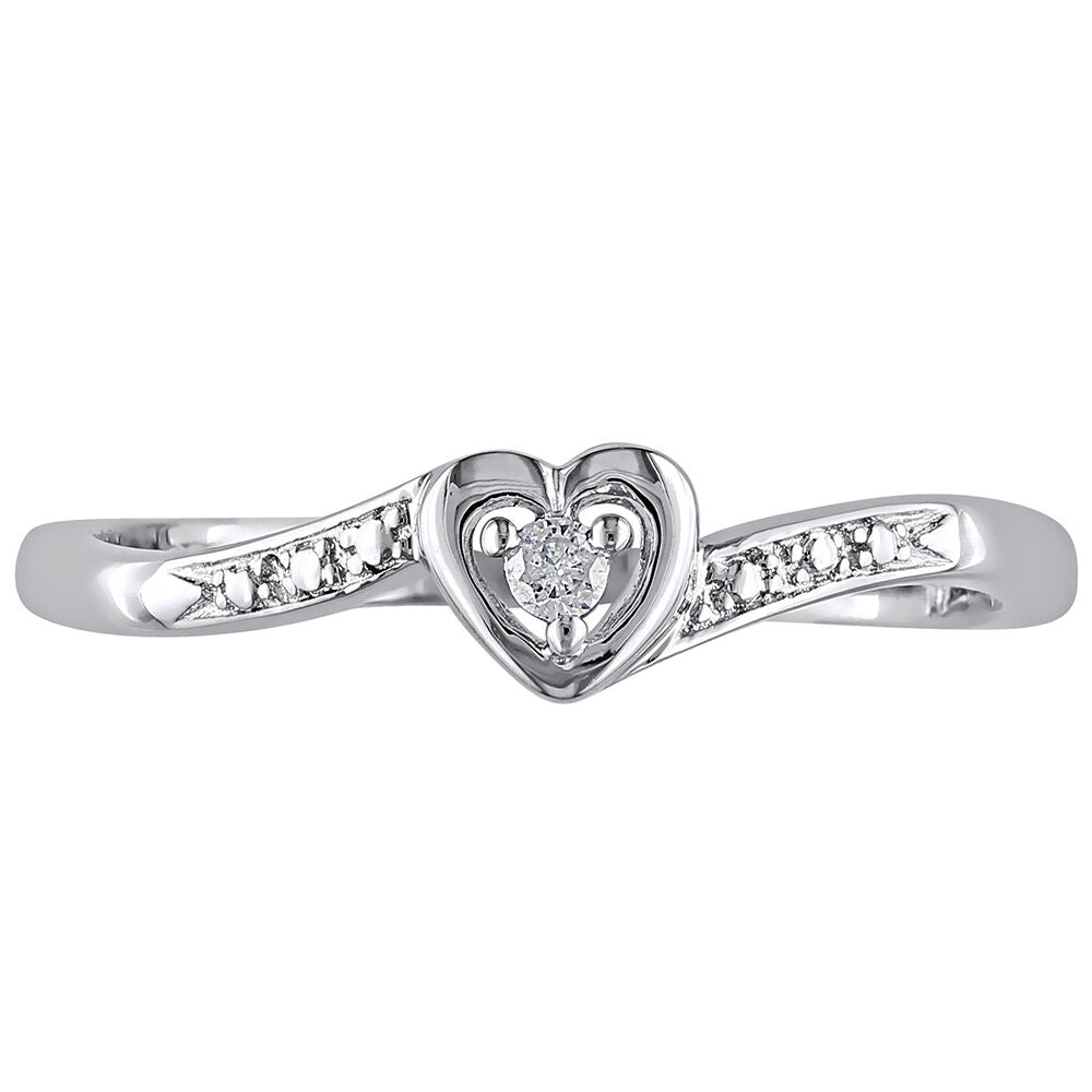 Diamond Heart Ring in Sterling Silver