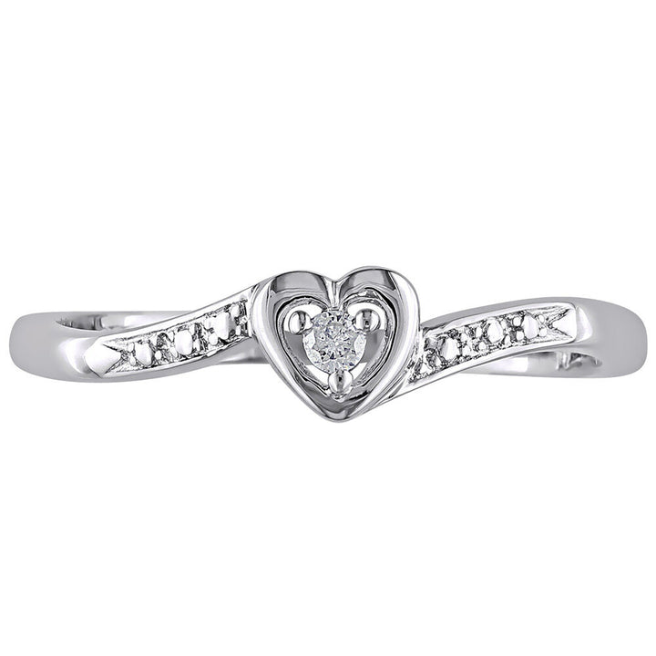 Diamond Heart Ring in Sterling Silver