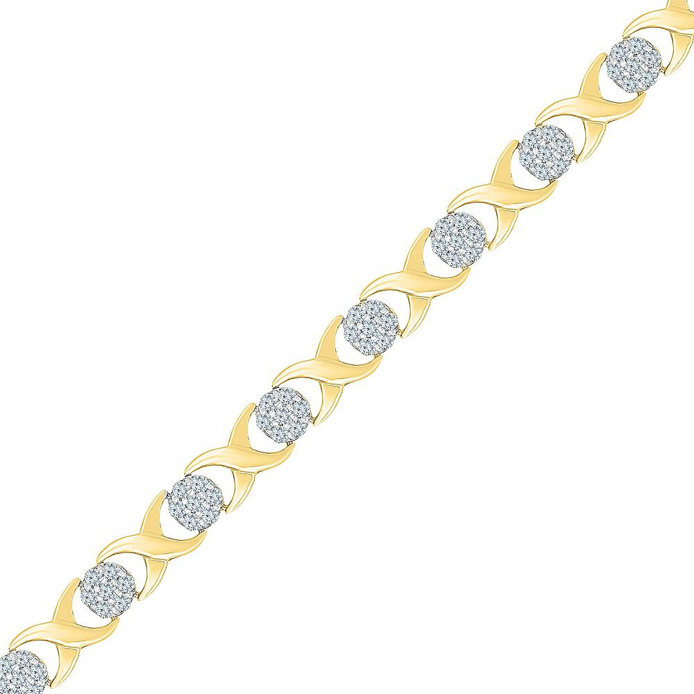 “XO” Diamond Cluster Bracelet in 10K Yellow Gold (1 ct. tw.)