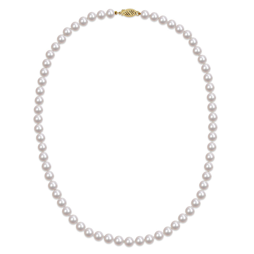 Akoya Pearl Necklace in 14K Yellow Gold, 6mm, 18”