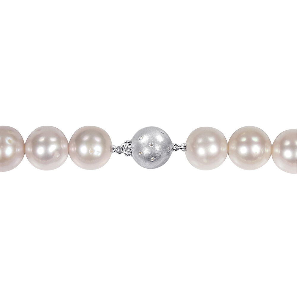 Pink Cultured Freshwater Pearl Necklace in 14K White Gold, 11-12mm, 18”