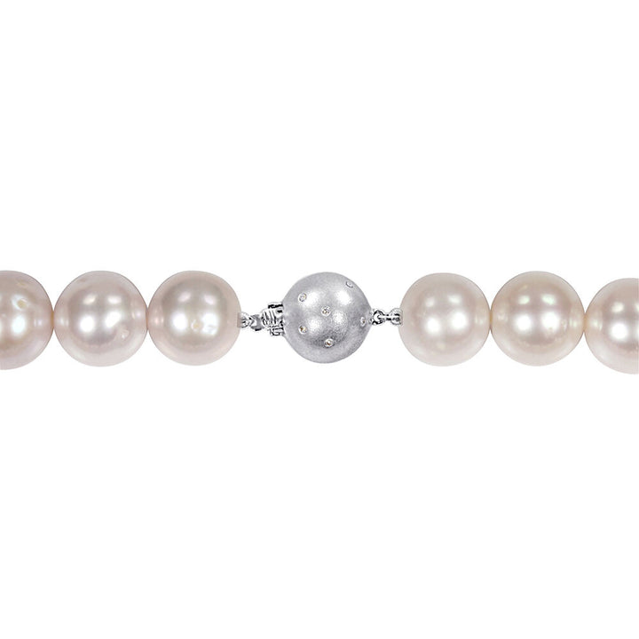 Pink Cultured Freshwater Pearl Necklace in 14K White Gold, 11-12mm, 18”