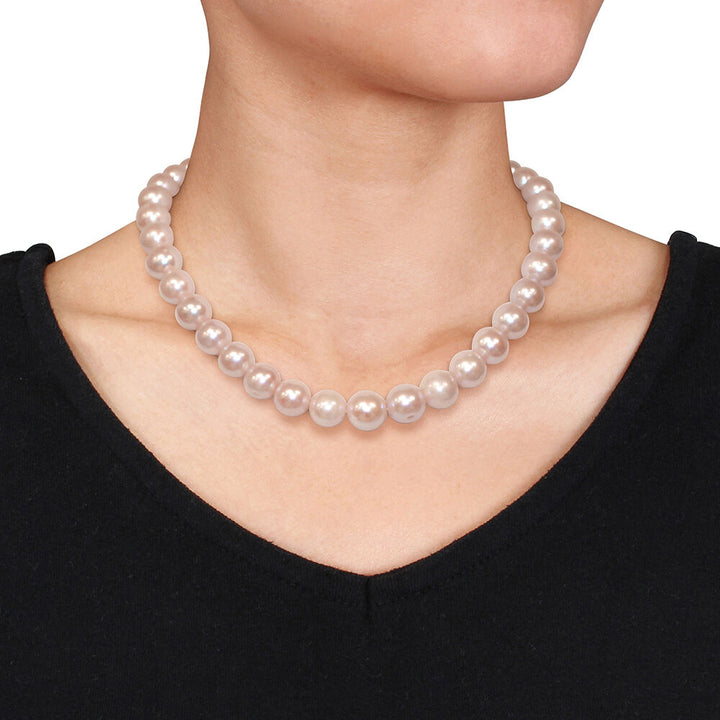 Pink Cultured Freshwater Pearl Necklace in 14K White Gold, 11-12mm, 18”