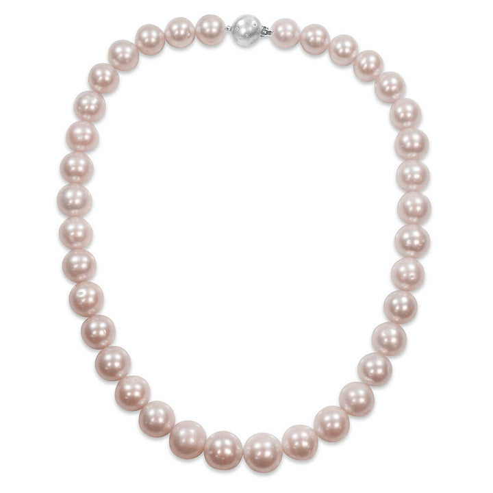 Pink Cultured Freshwater Pearl Necklace in 14K White Gold, 11-12mm, 18”