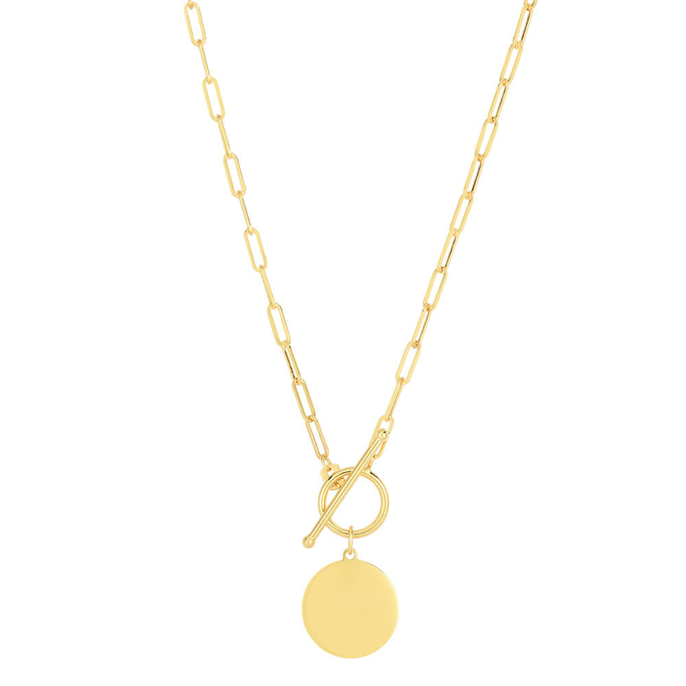 Engravable Circle Disc Pendant in 14K Yellow Gold