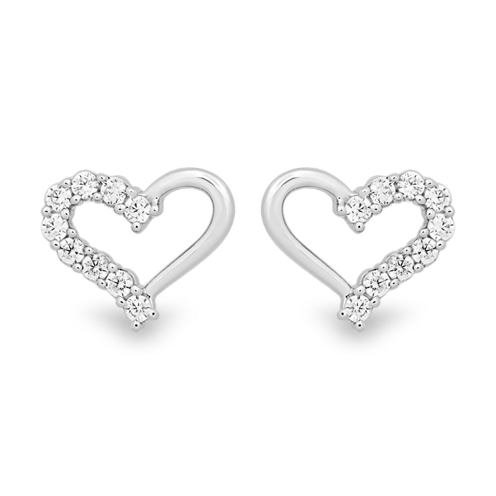 Diamond Open Heart Stud Earrings in Sterling Silver (1/4 ct. tw.)