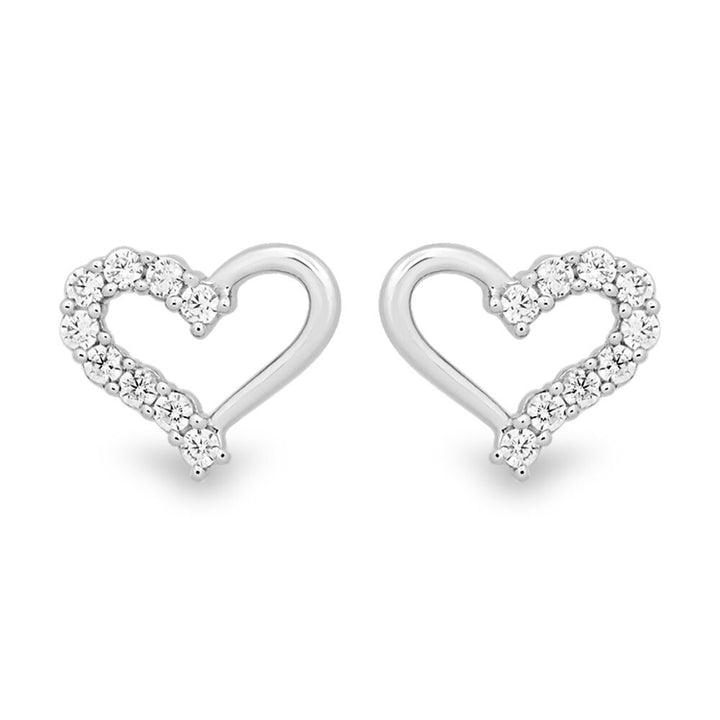 Diamond Open Heart Stud Earrings in Sterling Silver (1/4 ct. tw.)