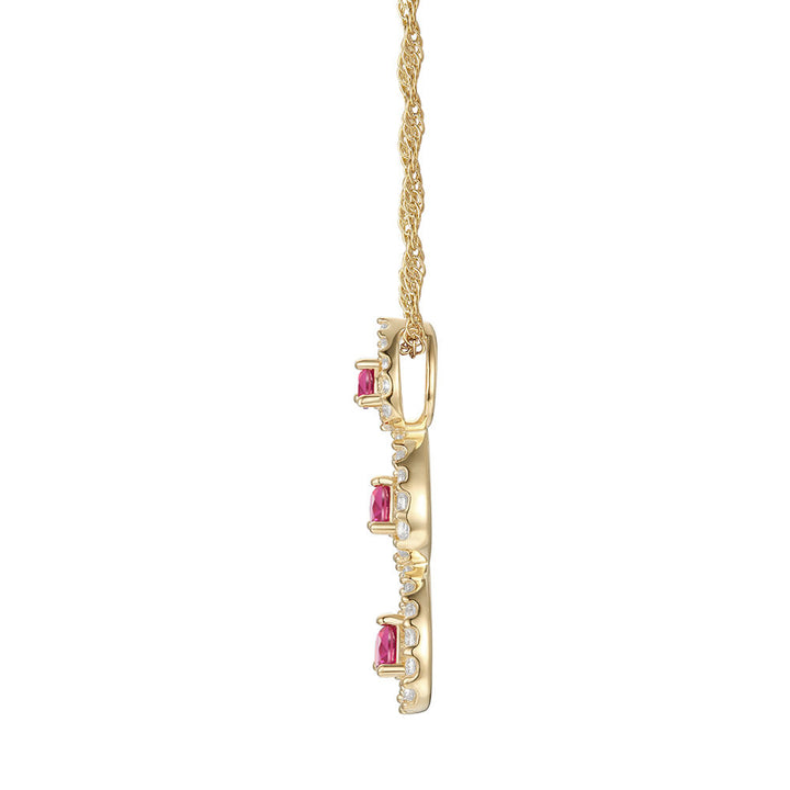 Ruby and Diamond Drop Pendant in 10K Yellow Gold (1/4 ct. tw.)