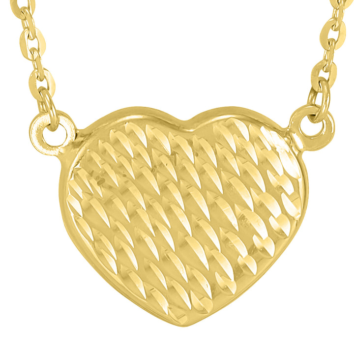 Diamond-Cut Heart Necklace in 14K Yellow Gold