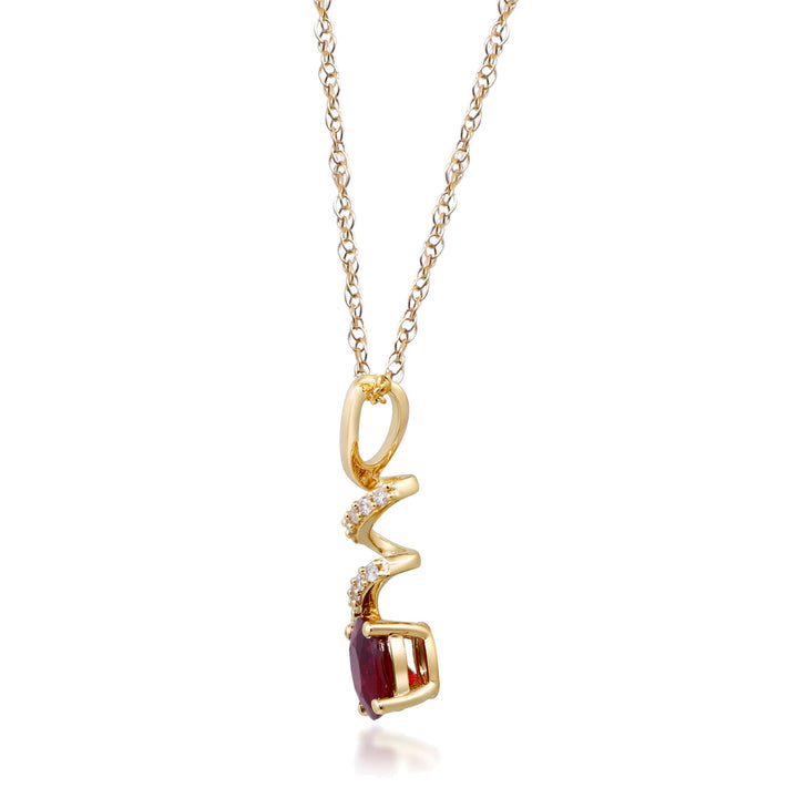 Ruby Pendant with Diamond Accents in 10K Yellow Gold