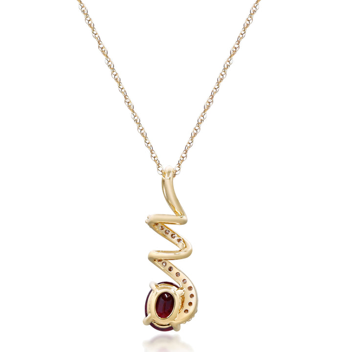 Ruby Pendant with Diamond Accents in 10K Yellow Gold