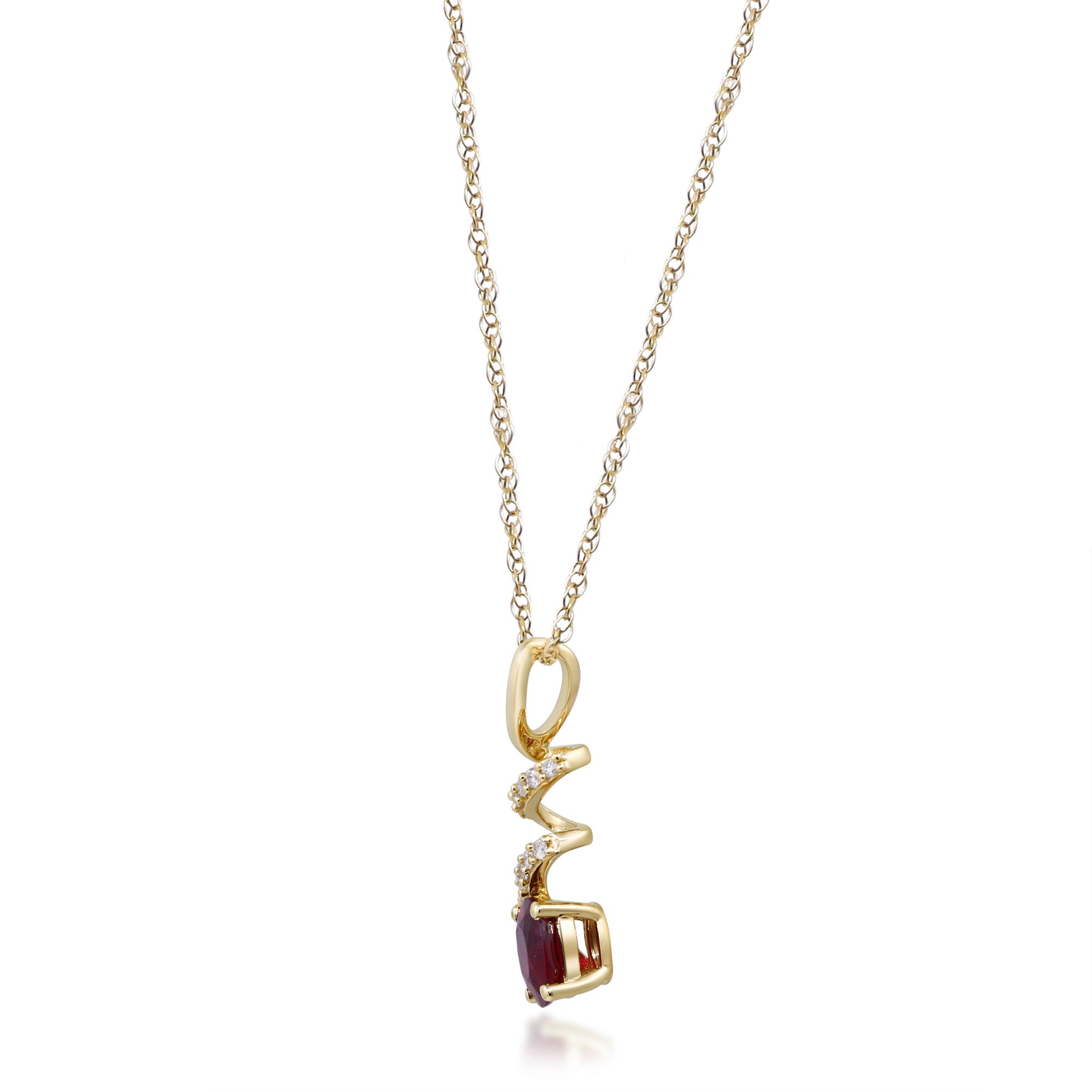 Ruby Pendant with Diamond Accents in 10K Yellow Gold