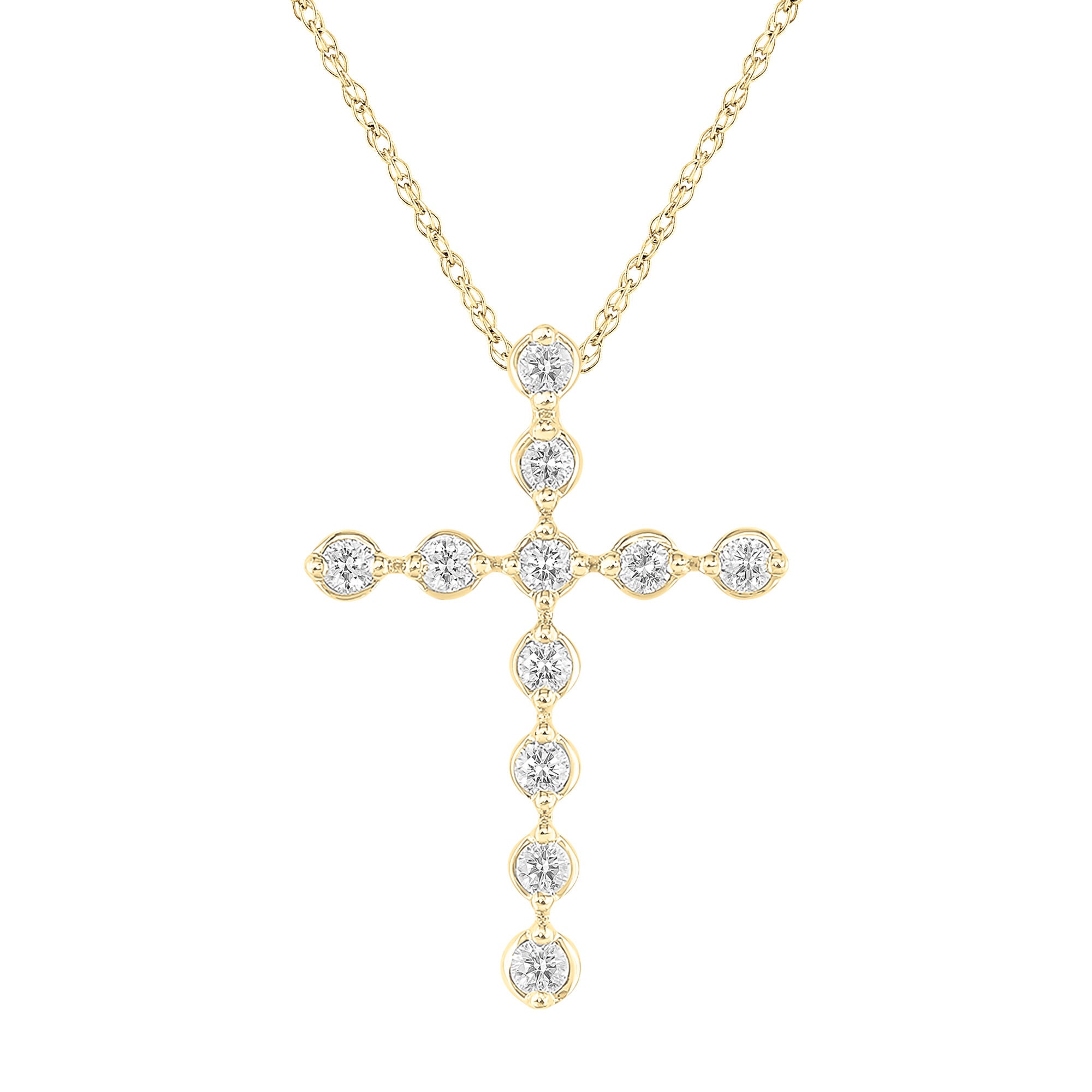 Diamond Cross Pendant in 10K Yellow Gold (1/5 ct. tw.)