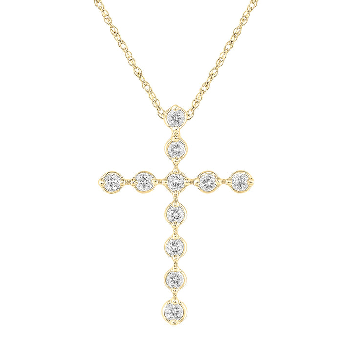 Diamond Cross Pendant in 10K Yellow Gold (1/5 ct. tw.)