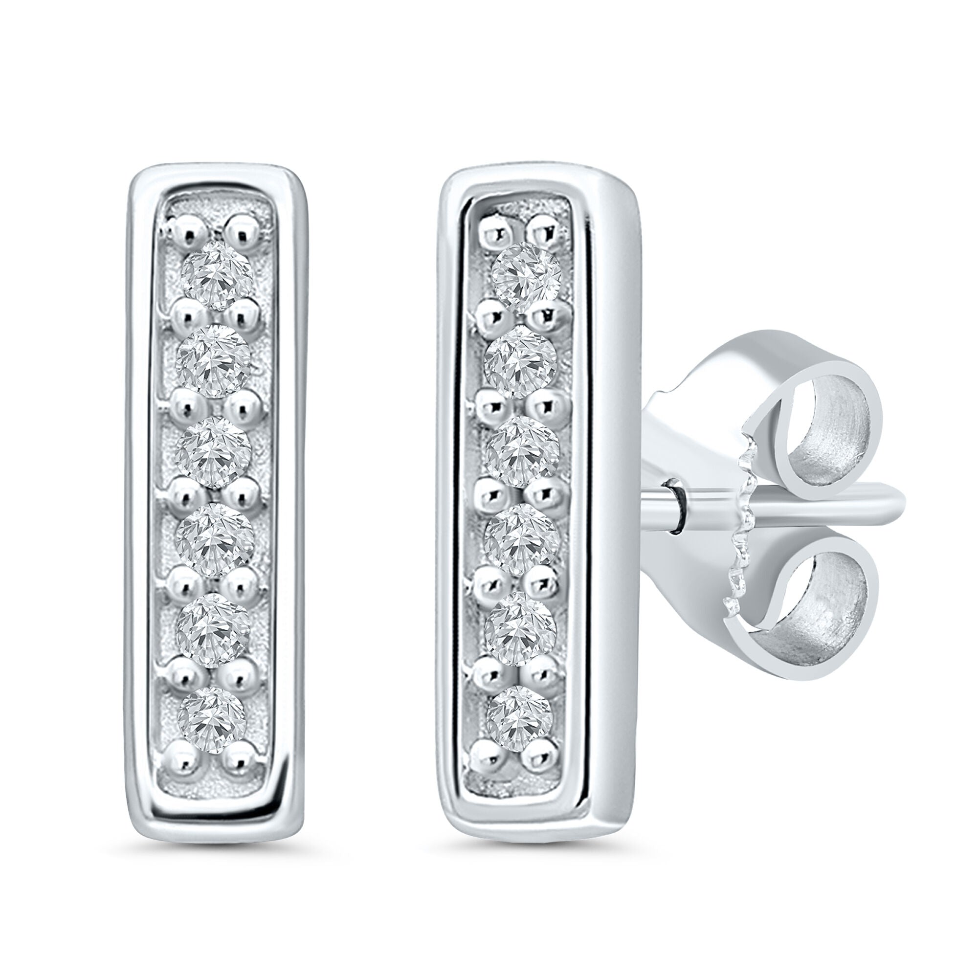 Diamond Accent Bar Earrings in Sterling Silver