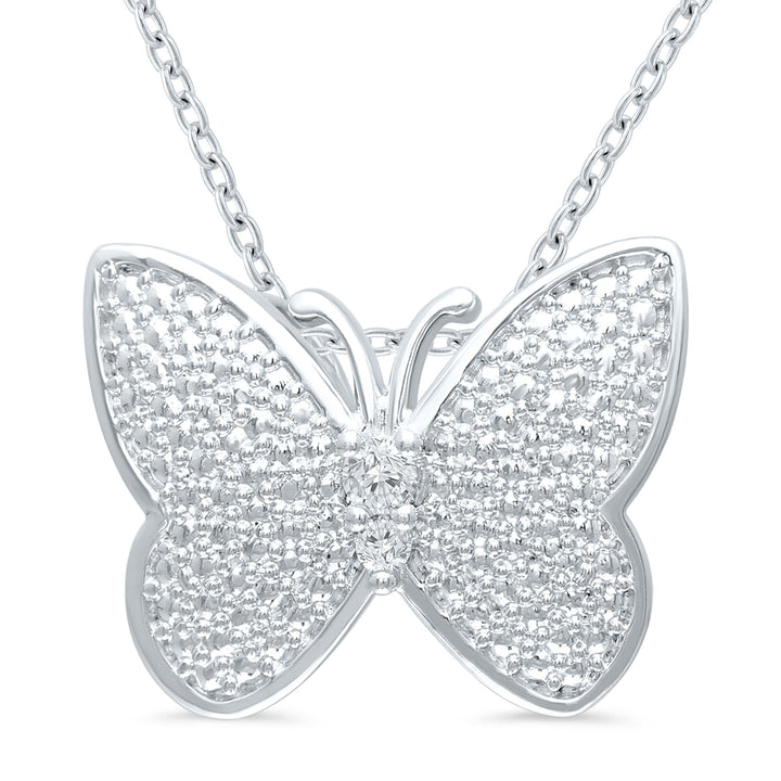 Diamond Accent Butterfly Pendant in Sterling Silver