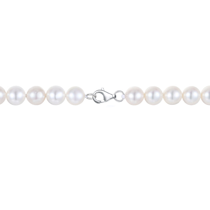 White Freshwater Cultured Pearl Strand Necklace in Sterling Silver, 8mm, 20"