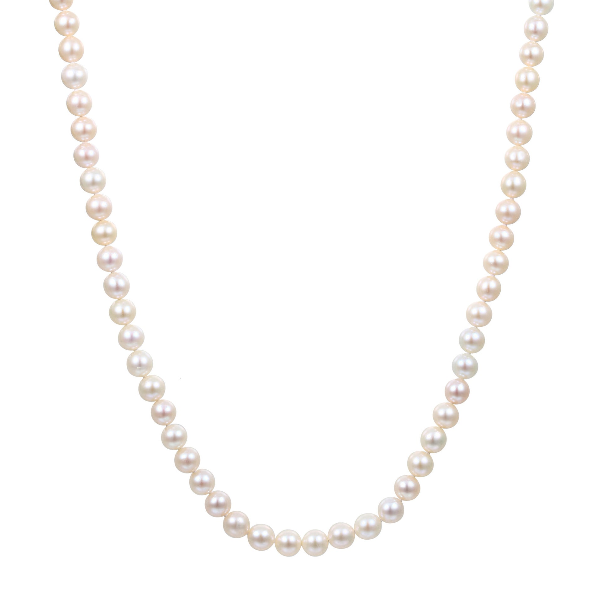 White Freshwater Cultured Pearl Strand Necklace in Sterling Silver, 8mm, 20"