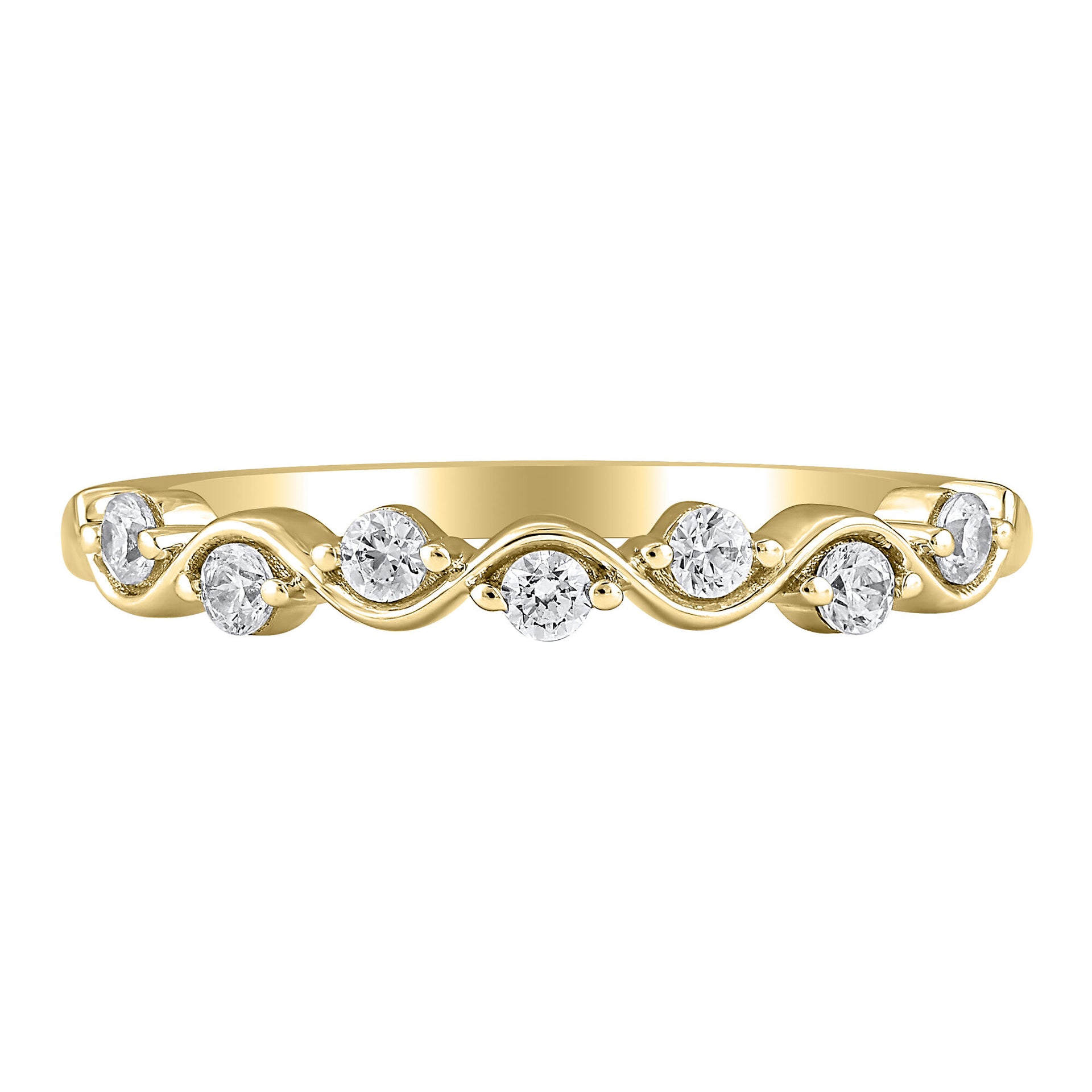 Wavy Diamond Band in 10K Yellow Gold (1/5 ct. tw.)