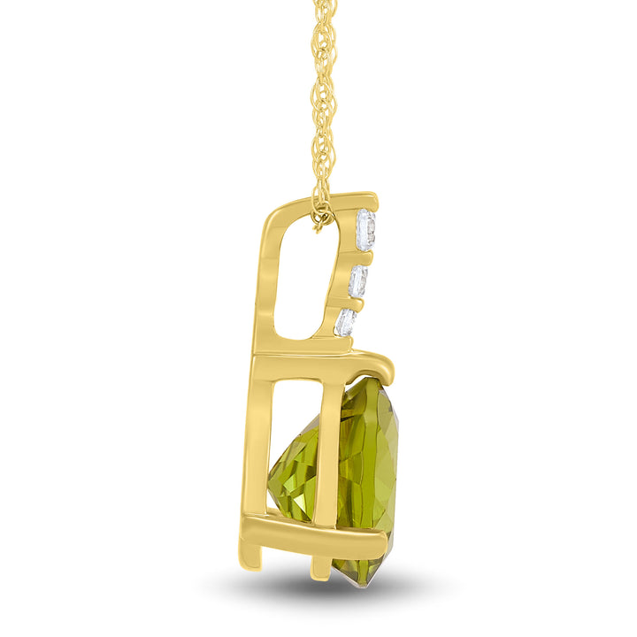 Peridot & Diamond Accent Pendant in 10K Yellow Gold