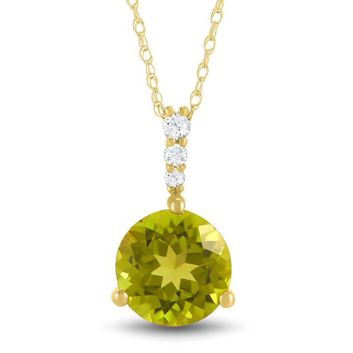 Peridot & Diamond Accent Pendant in 10K Yellow Gold