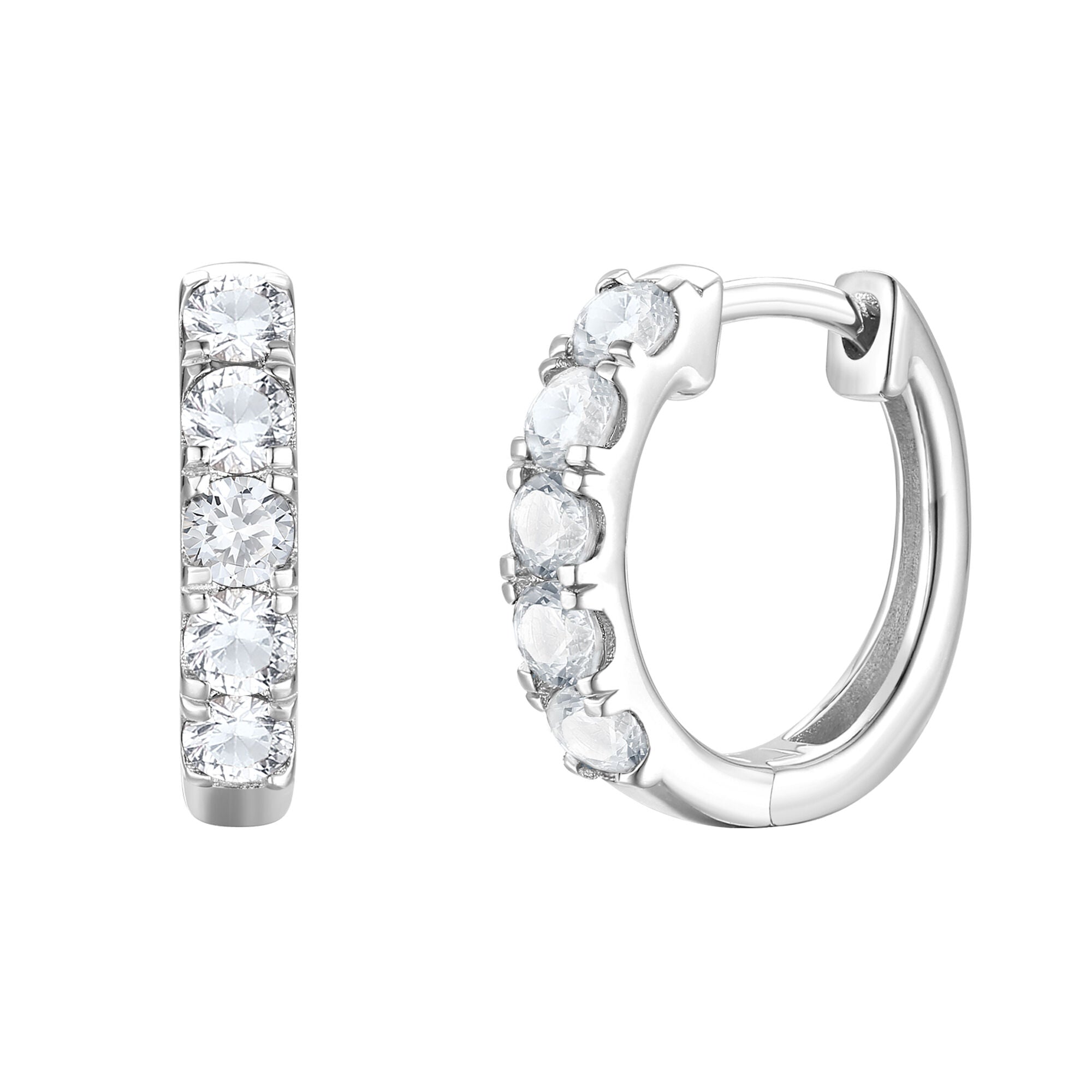 White Sapphire Hoop Earrings in 10K White Gold