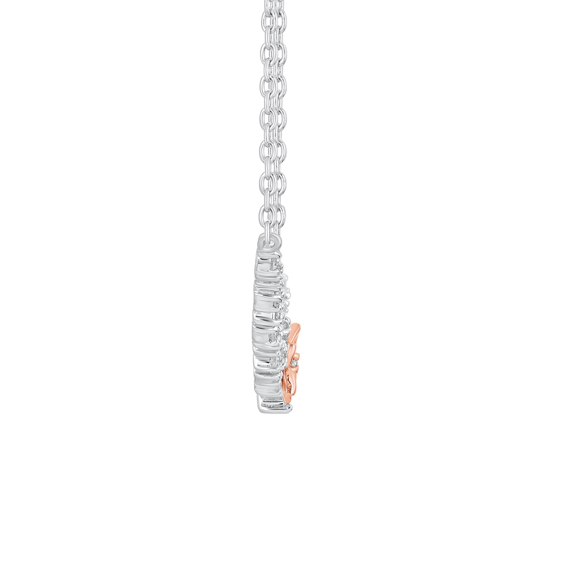 Floral Diamond Necklace in Sterling Silver and 10K Rose Gold (1/4 ct.tw.)