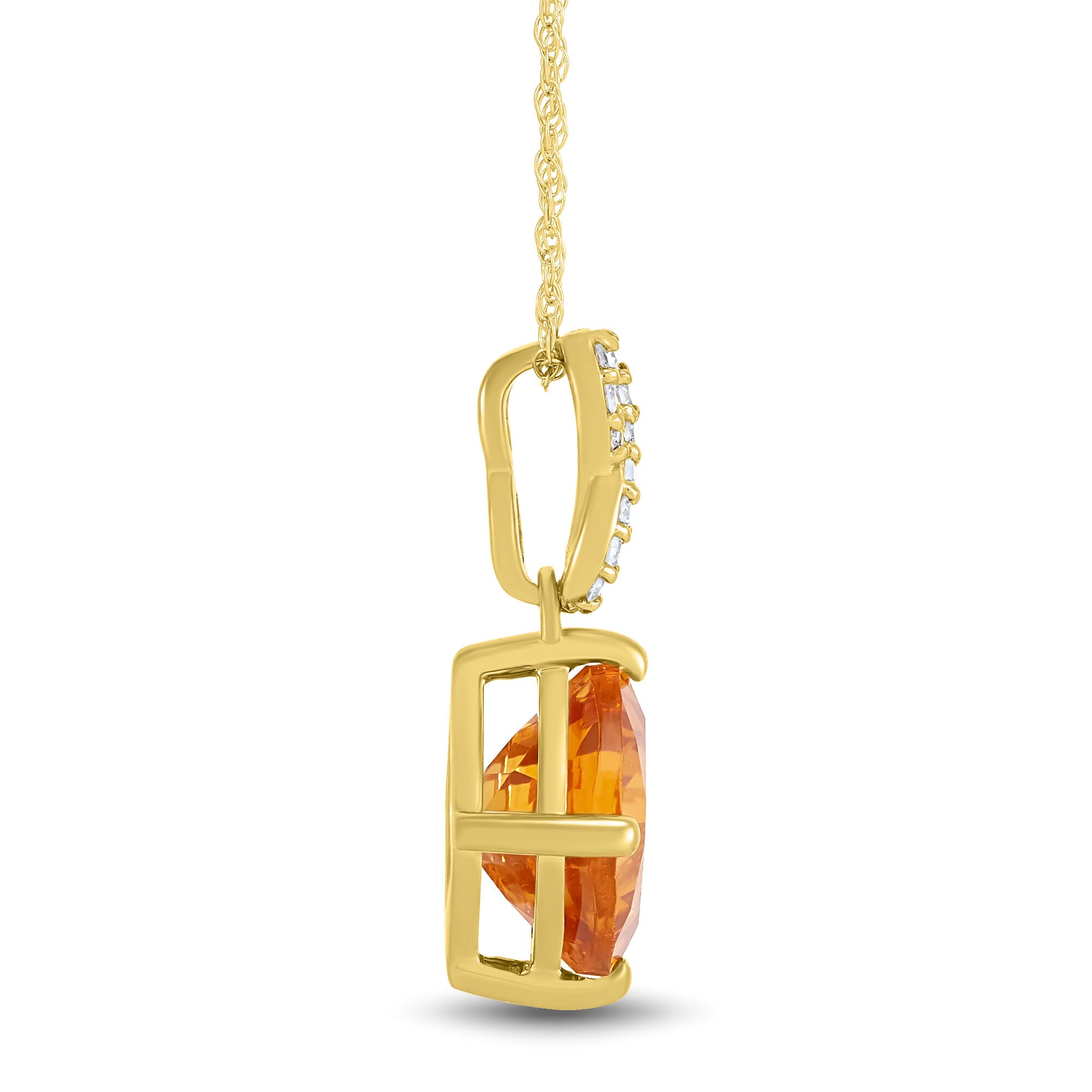 Citrine and Diamond Accent Pendant in 10K Yellow Gold